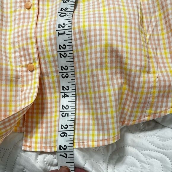 Columbia women nwt yellow pink long sleeve shirt button down medium - Picture 5 of 11